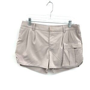 NWT DAVID LERNER Light Gray Lightweight Pleated Ruched Side Cargo Shorts Medium